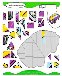 Puzzle Kes Yapıştır Çalışma Sayfaları
